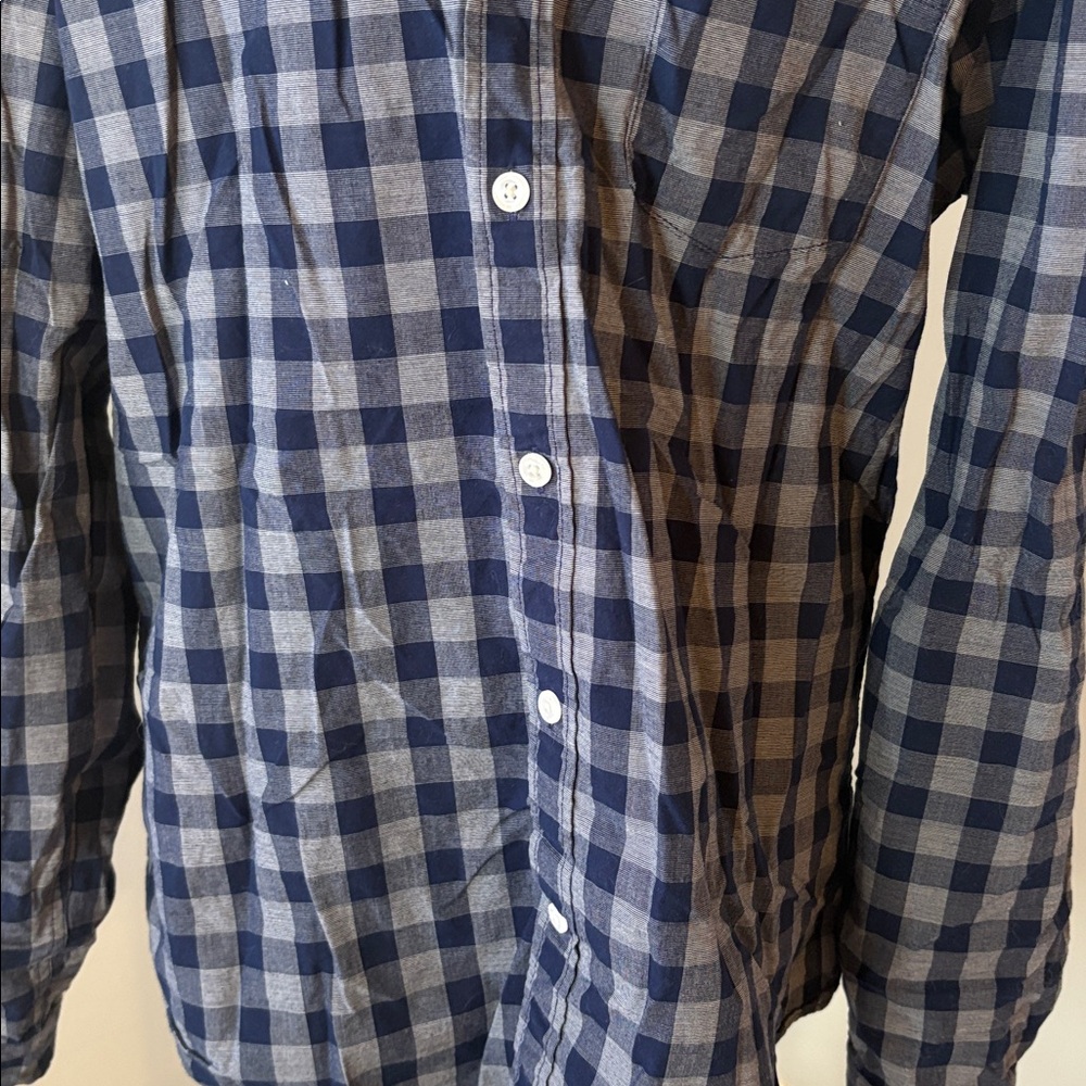 [Express] Navy Blue Plaid Button Down Shirt - Size Medium - Picture 2 of 4